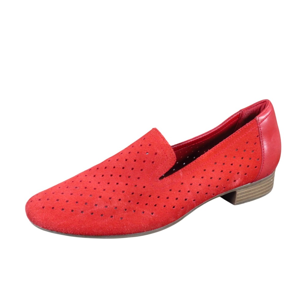 Clarks Juliet Hayes Women Loafer Size 10 Dress Office Red Perforated Suede